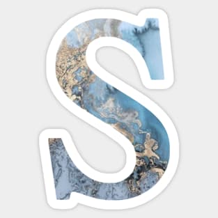 The Letter S Blue and Gold Metallic Sticker